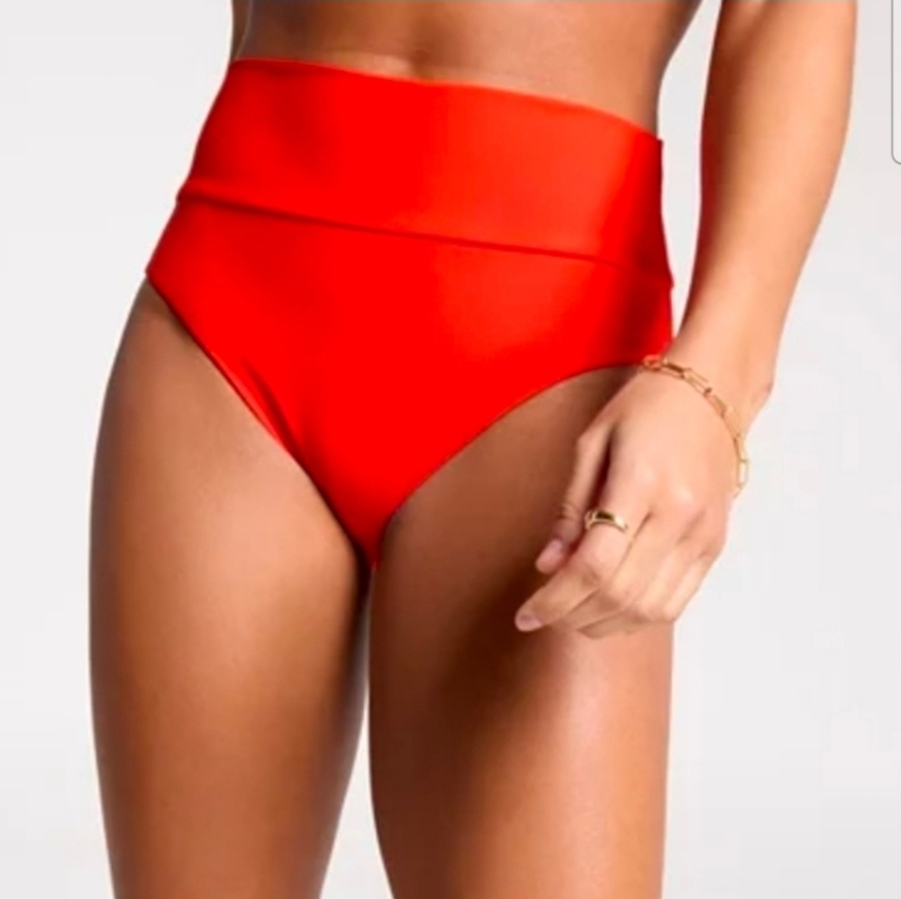 CALIA Women's Wide Banded High Rise Swim Bottoms: FRESH RED: NEW WITH TAGS: 3X